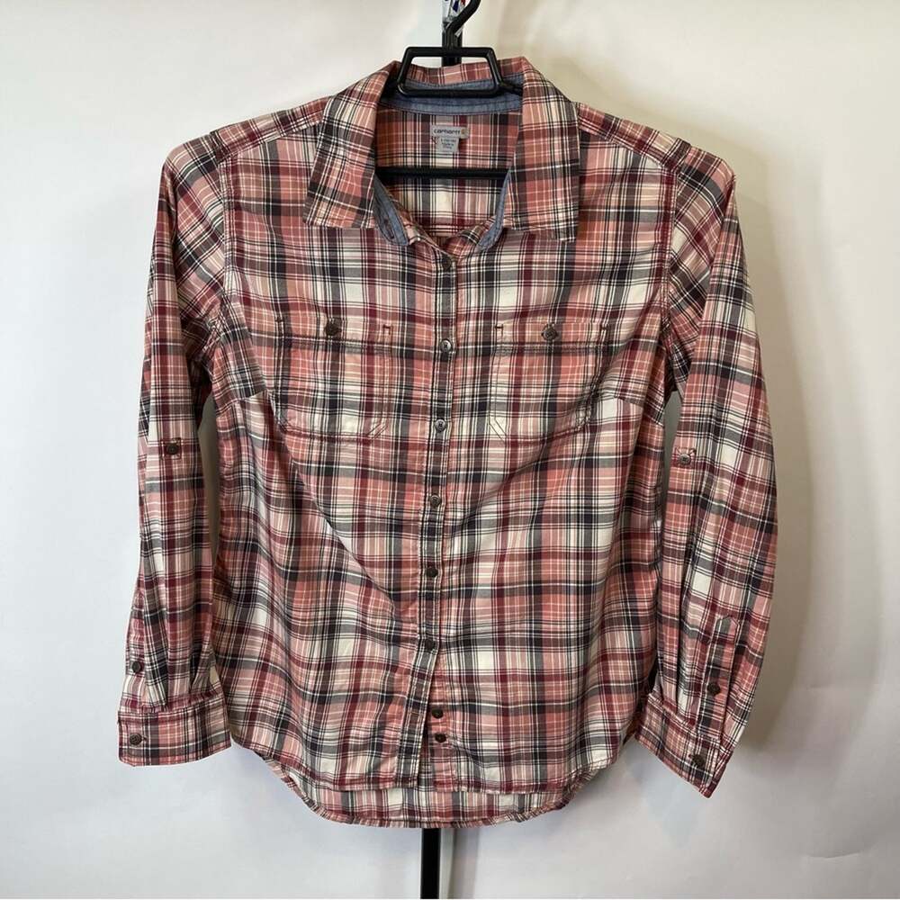 Carhartt Red Plaid Long Sleeve Shirt Size Large Women’s